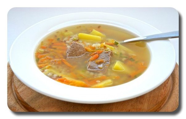 Суп с говядиной и гречневой крупой