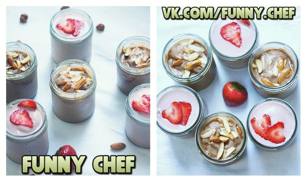 Йогурт из орехового молока: клубника-фундук и шоколад-миндаль