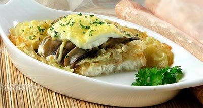 Рецепт запеченной рыбы с грибами и сыром