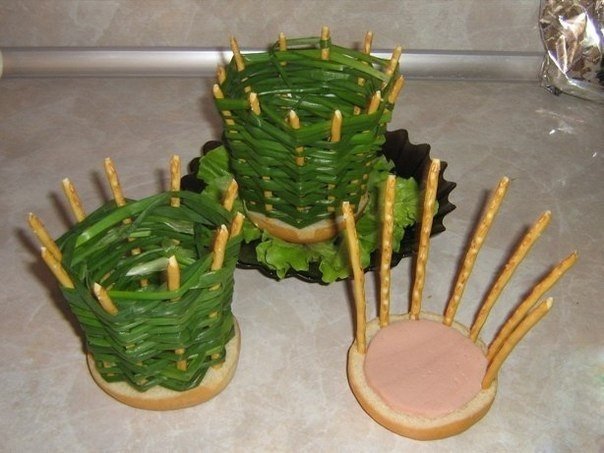 "Корзиночка из зеленого лука" для порционного салата