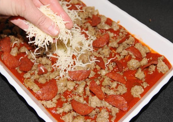 Запеченная пицца-спагетти