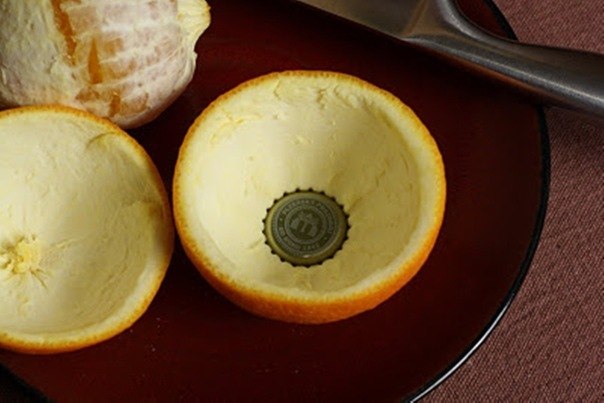 как сделать свечу из апельсина?