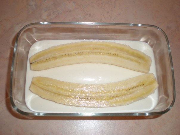 Творожный десерт с бананом