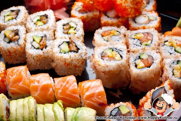 Слово «суши» несет в себе все уважение японцев к данному блюду. Ранее оно писалось одним иероглифом, обозначающим рыбу. На сегодняшний день «суши» переводится как «долголетие».Рецепты от Счастливого Кулинара, www.HappyKulinar.ru