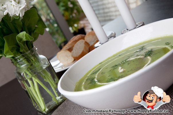 Суп из угря с зеленым горошком