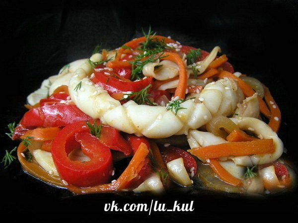кальмары с овощами по-корейски отлично идут на праздничный стол. Знакомьтесь с рецептом.