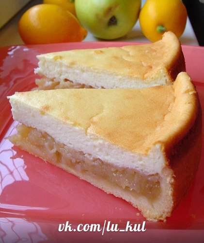 Творожный пирог с яблочной начинкой 