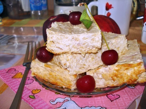 Диетическая творожная запеканка с яблоками