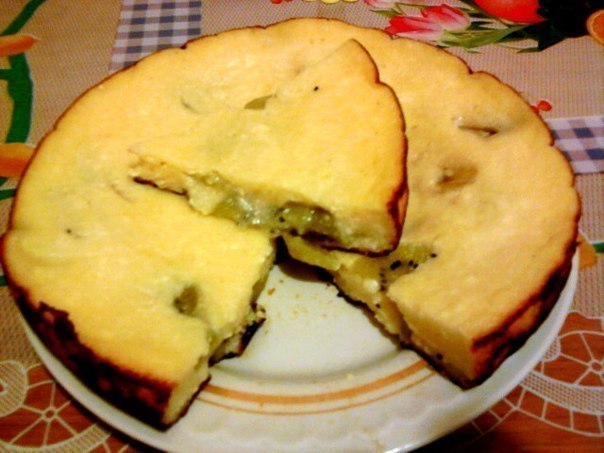 Творожная запеканка с киви и бананом 