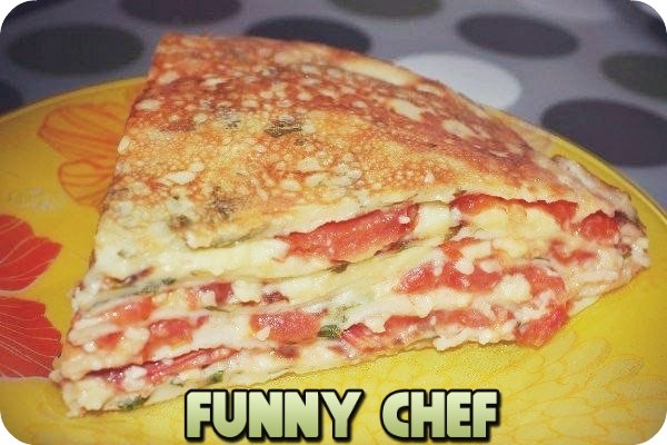 Блинный торт с помидорами